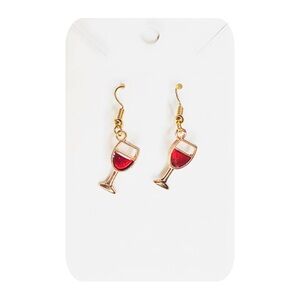 Gold and Red Wine Glass Earrings